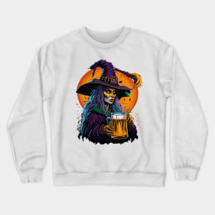 Halloween Witch With A Beer Mug Crewneck Sweatshirt